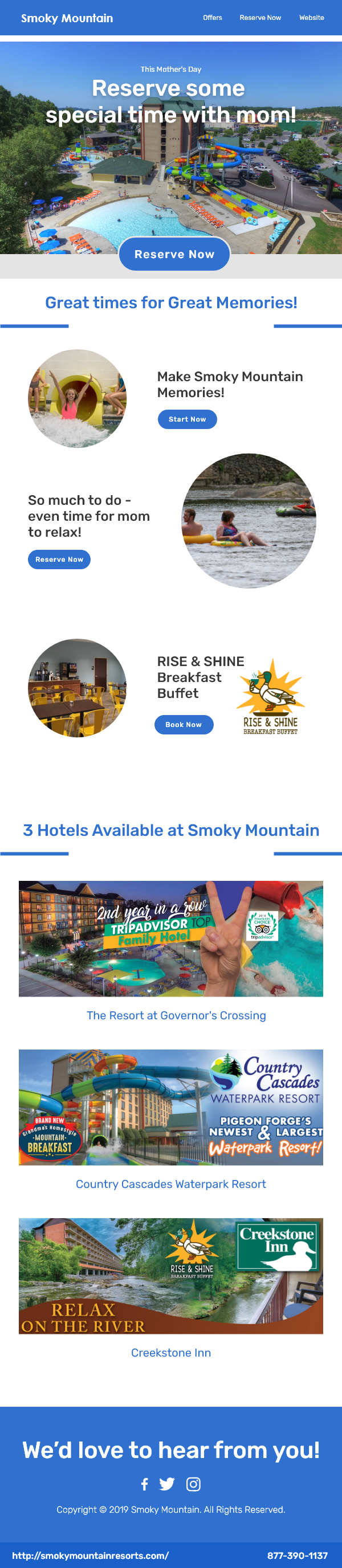 Diseño de Mercadeo por Correo Electrónico por Bharat Sati para Smoky Mountain Resorts | Diseño #21612204