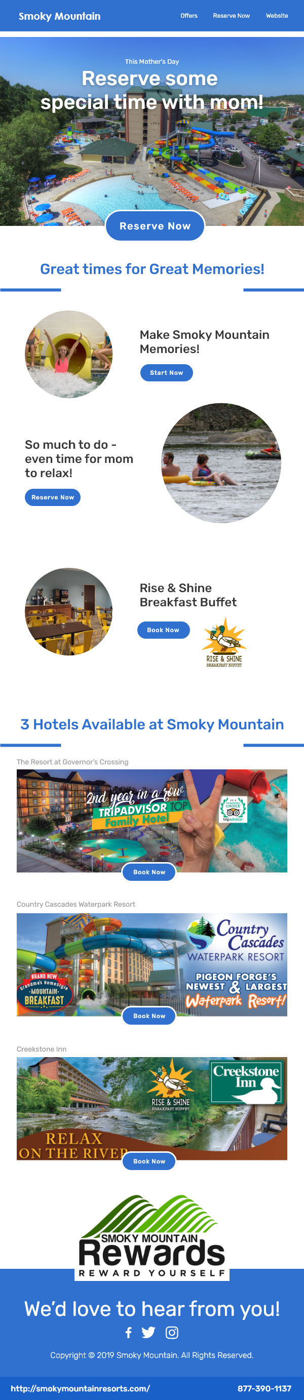 Diseño de Mercadeo por Correo Electrónico por Bharat Sati para Smoky Mountain Resorts | Diseño #21612280