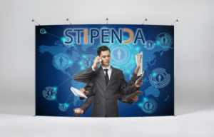 Trade show both display including back wall and 2 retractable banners | Diseño de Stand de Feria por Maestroto
