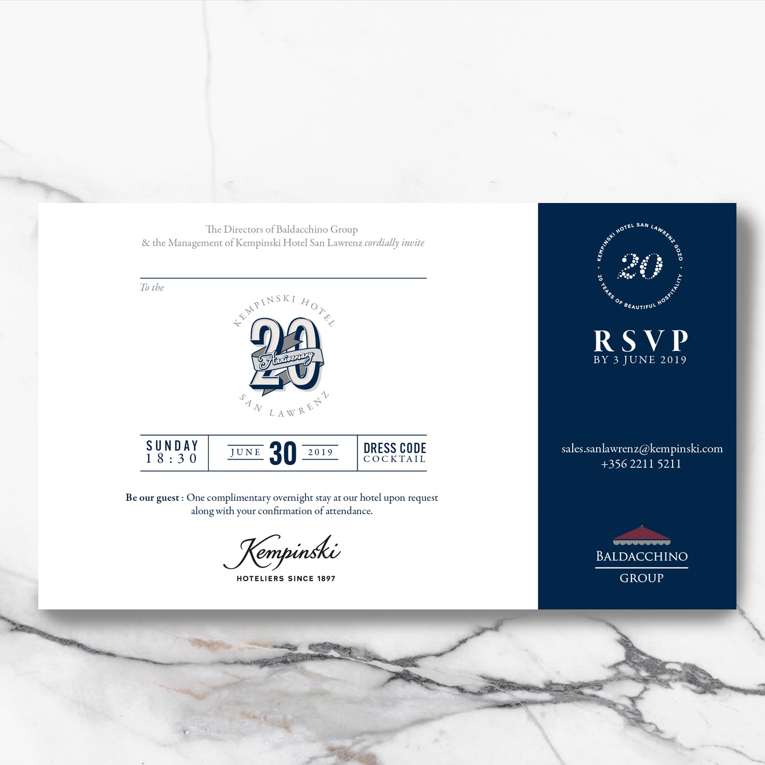 Invitation Design by FFoundry for Kempinski Hotel San Lawrenz | Design #21635419