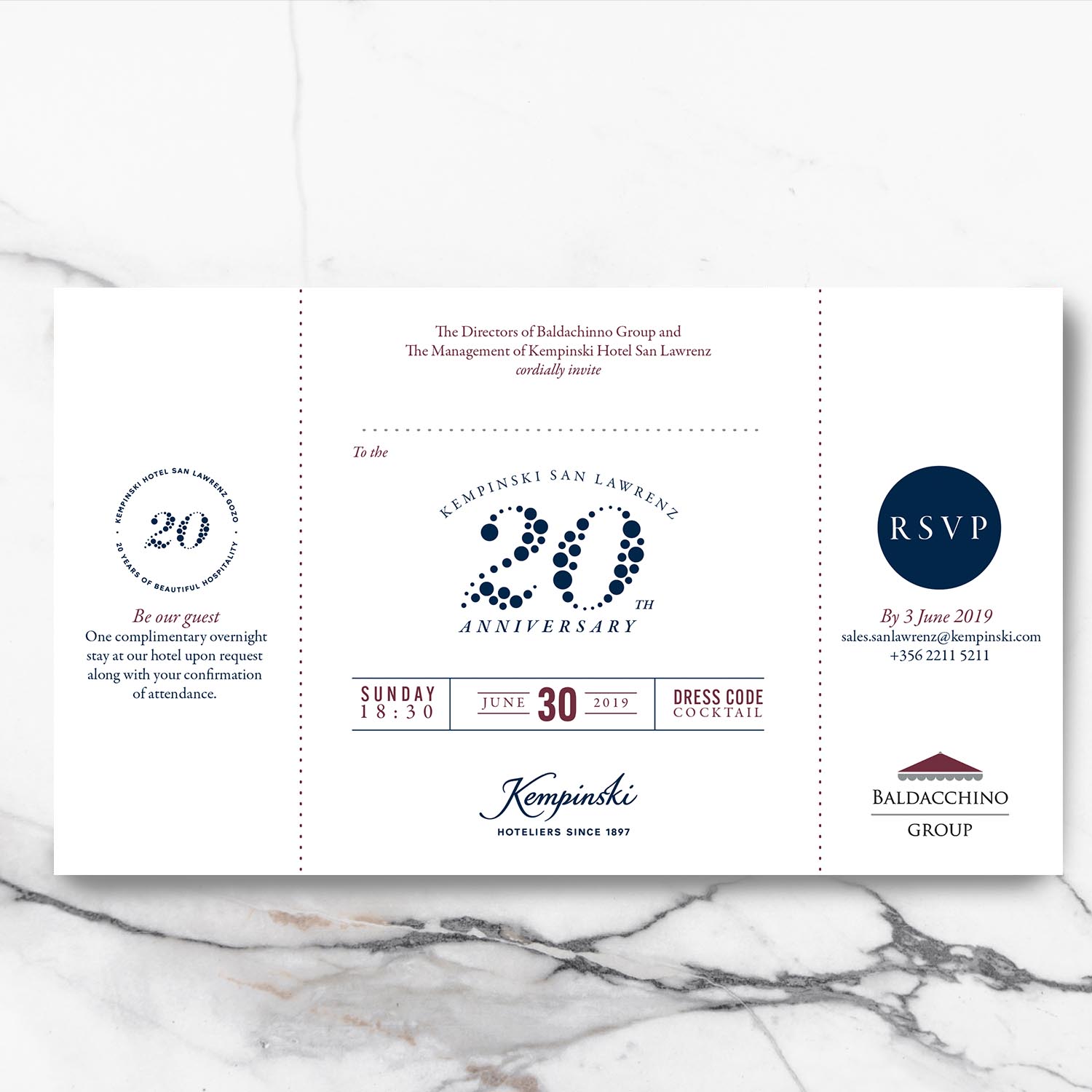 Invitation Design by FFoundry for Kempinski Hotel San Lawrenz | Design #21662025