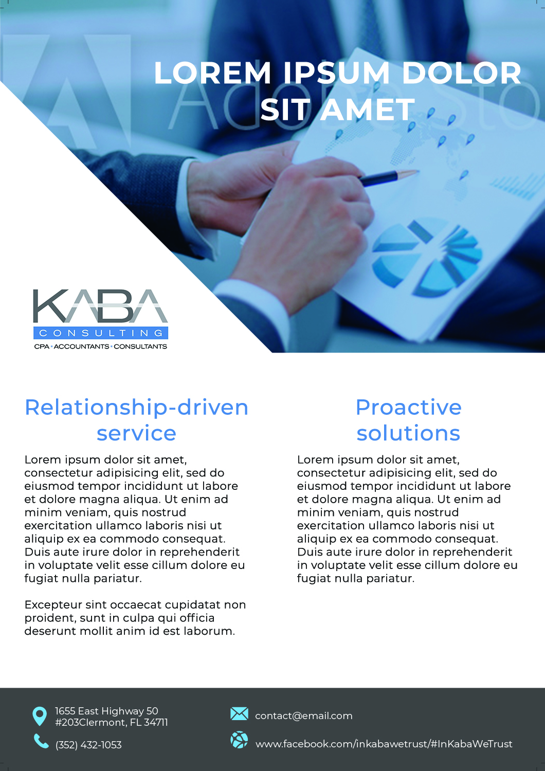 Flyer Design by Roka66 for Kaba Consulting Inc. | Design #21621264