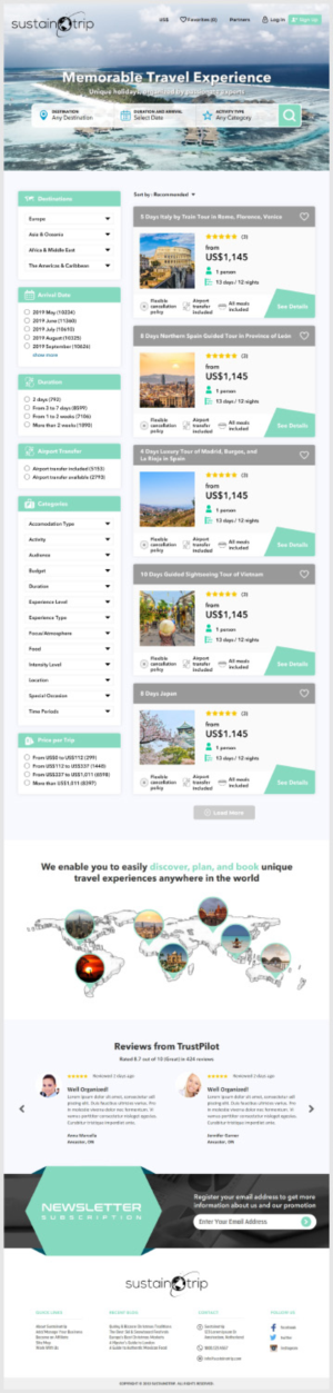 Sustainotrip webpage design | Web Design by -Marc-