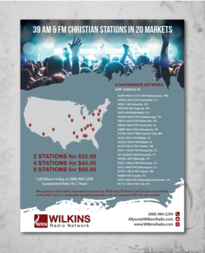 Wilkins Radio Network needs a marketing flier to promote 39 Christian preaching/talk radio stations | Flyer Design by alex989