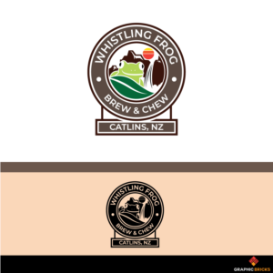 Whistling Frog Brew & Chew, Catlins, NZ | Diseño de Logo por Graphic Bricks