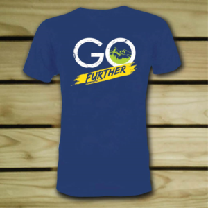 The text on the t shirt is Go Further, meant to inspire people to reach their highest potential | Diseño de Camiseta por 75-R-P-Z