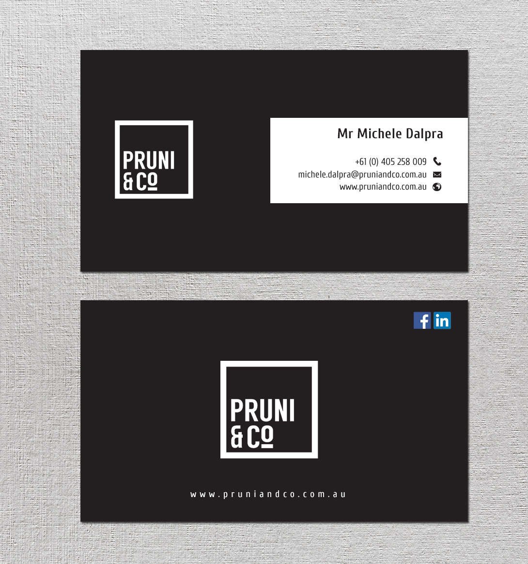 Business Card Design by chandrayaan.creative for Pruni and Co | Design #21689749