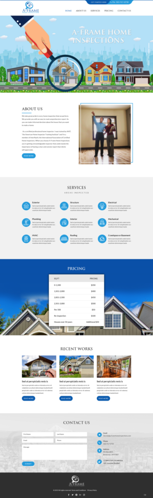Wordpress Design by pb for A-Frame Home Inspection | Design: #21677493