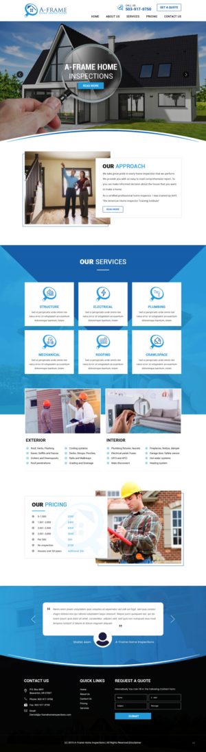 Wordpress Design by pb for A-Frame Home Inspection | Design: #21677494