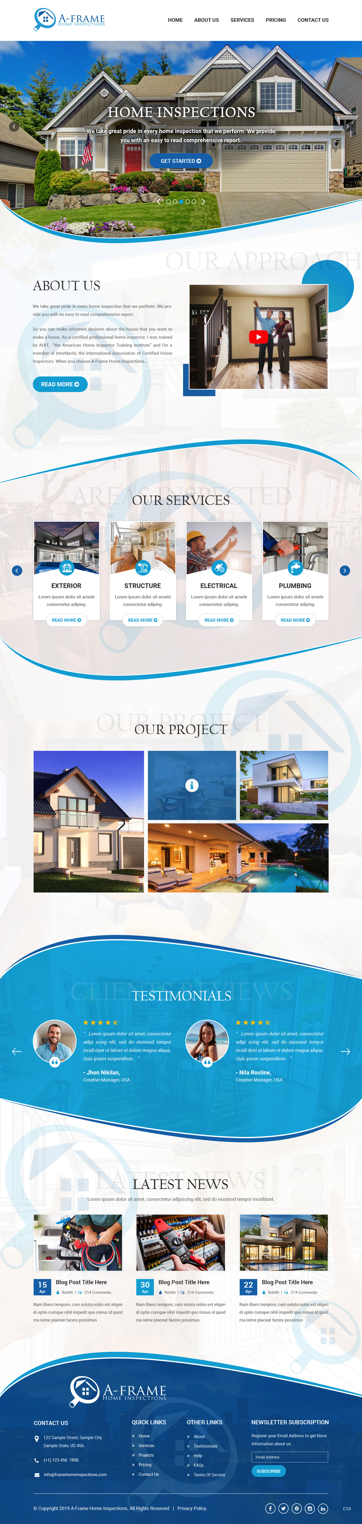WordPress-Design von pb für A-Frame Home Inspection | Design #21677495