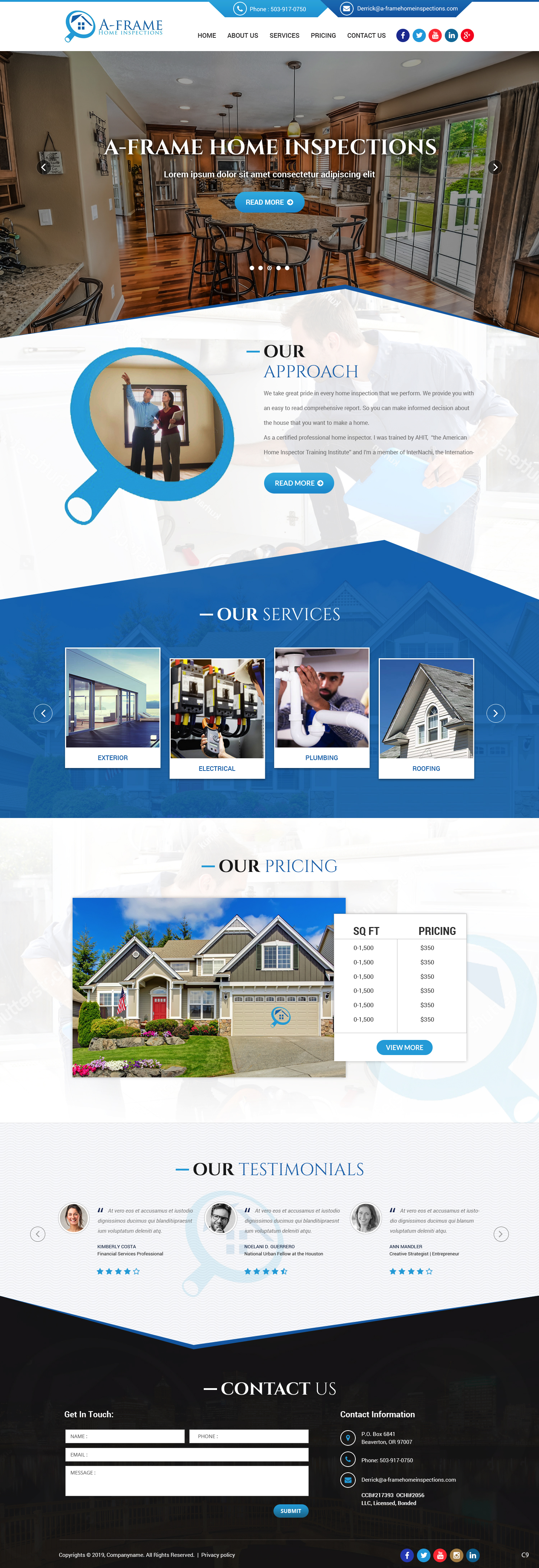 Wordpress Design by pb for A-Frame Home Inspection | Design #21677497