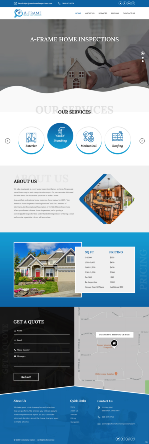 Wordpress Design by pb for A-Frame Home Inspection | Design: #21677498