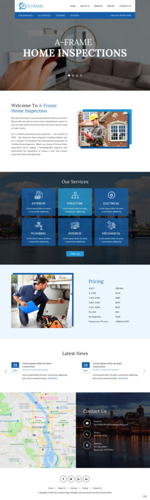 Wordpress Design by pb for A-Frame Home Inspection | Design: #21677499
