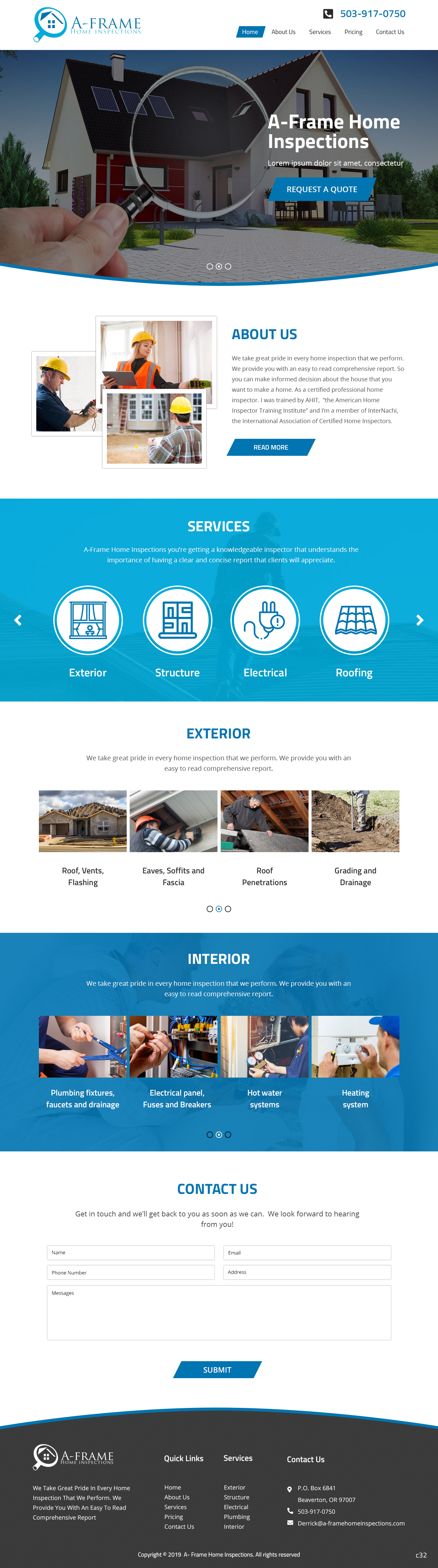 WordPress-Design von pb für A-Frame Home Inspection | Design #21677500