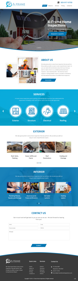 Wordpress Design by pb for A-Frame Home Inspection | Design: #21677500