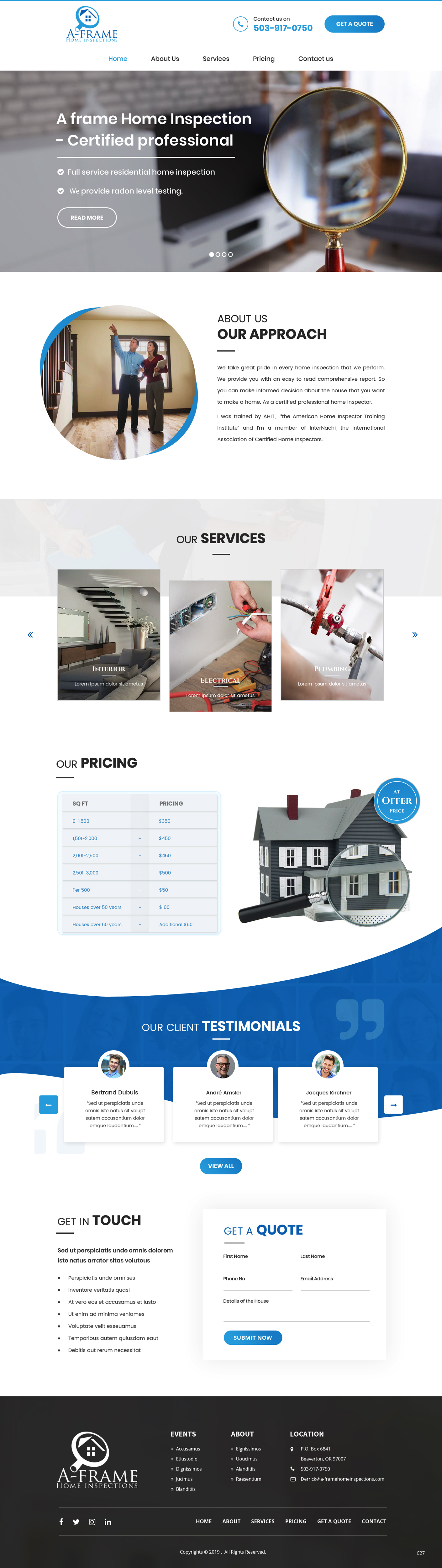 WordPress-Design von pb für A-Frame Home Inspection | Design #21677501