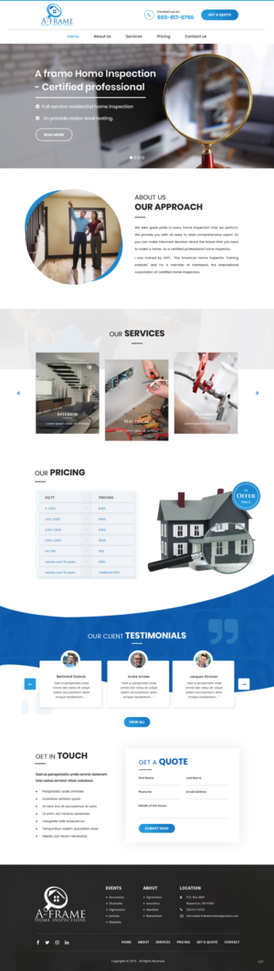 Wordpress Design by pb for A-Frame Home Inspection | Design: #21677501