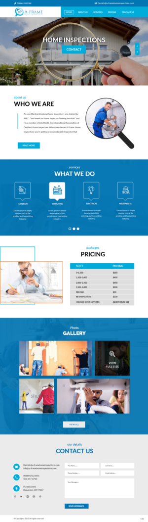 Wordpress Design by pb for A-Frame Home Inspection | Design: #21677504