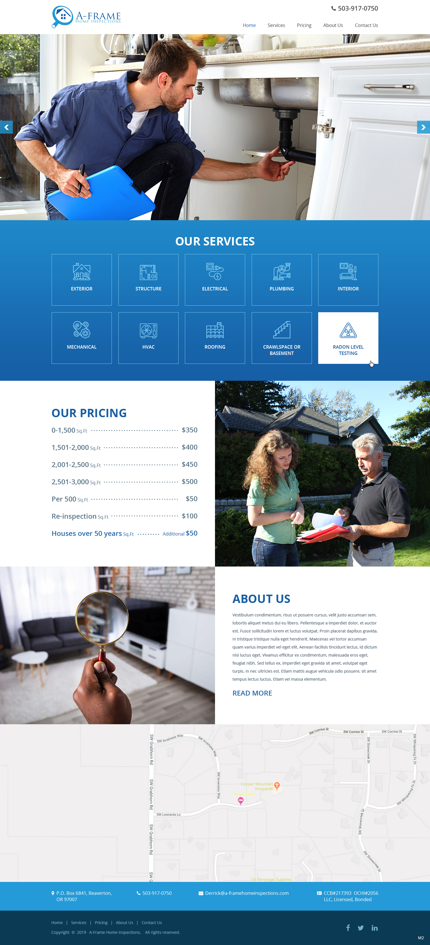 WordPress-Design von pb für A-Frame Home Inspection | Design #21677505