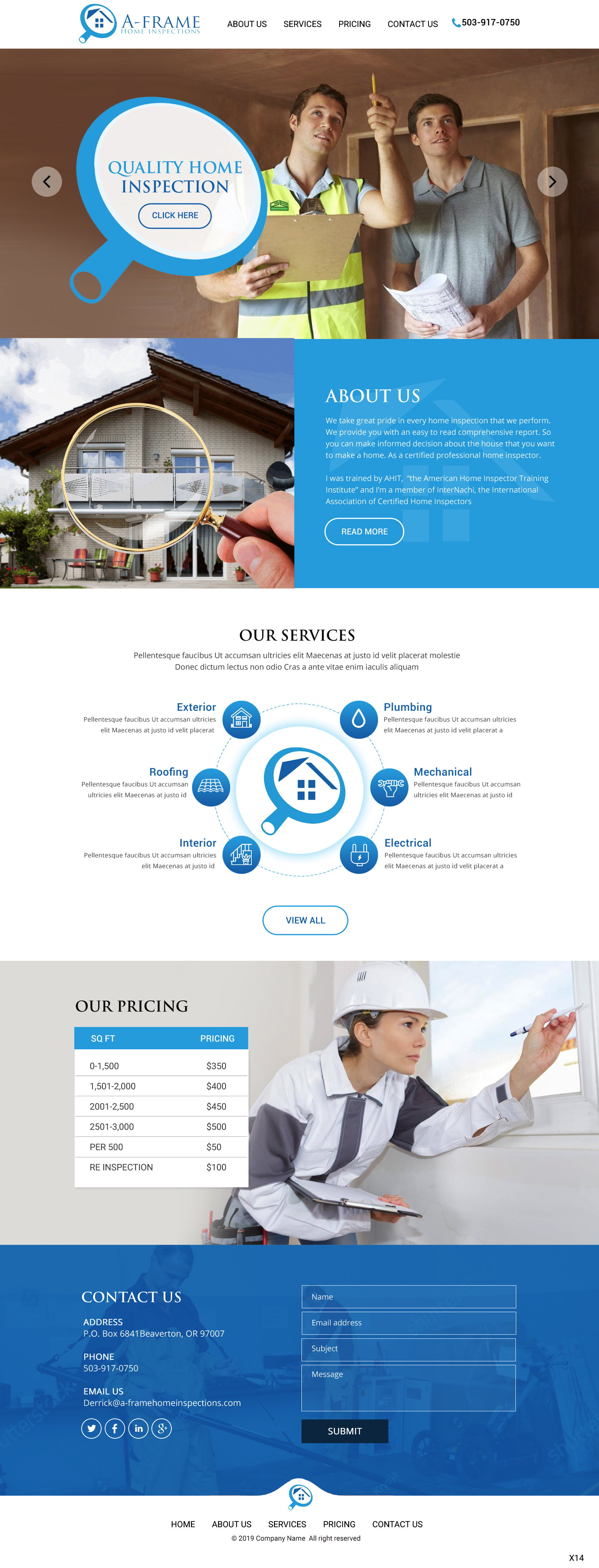 WordPress-Design von pb für A-Frame Home Inspection | Design #21677508