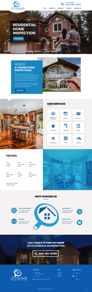 Diseño Wordpress por pb para A-Frame Home Inspection | Diseño #21677510