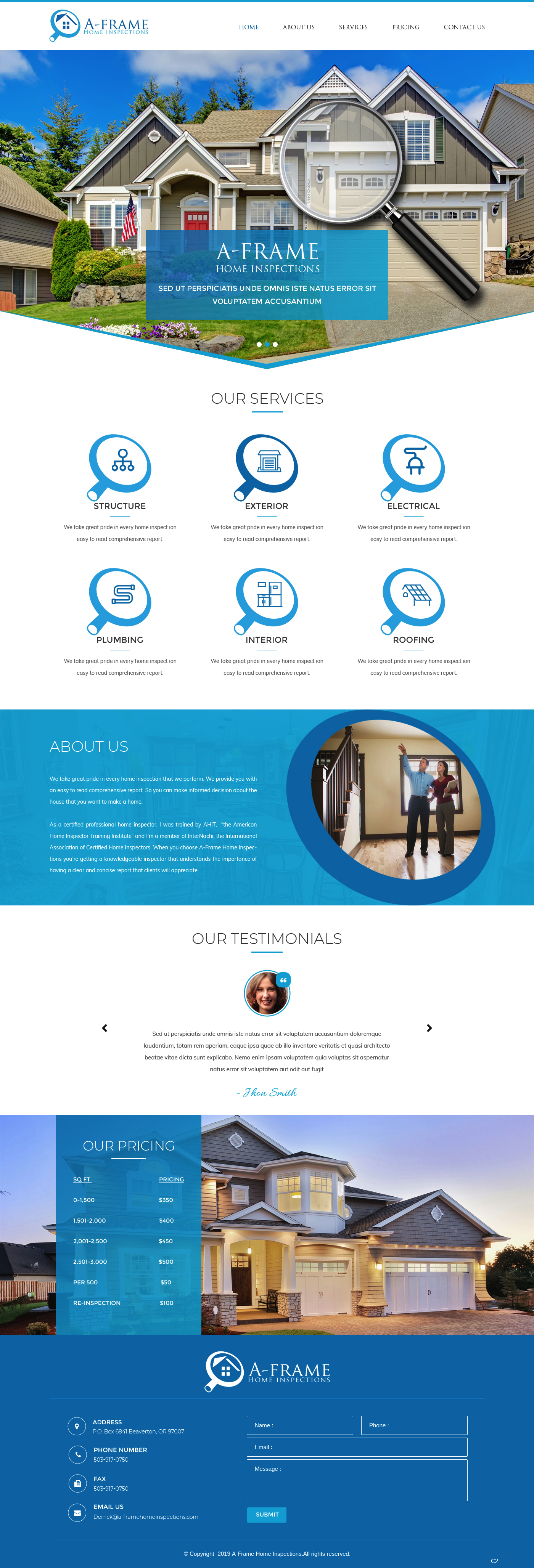 WordPress-Design von pb für A-Frame Home Inspection | Design #21710142