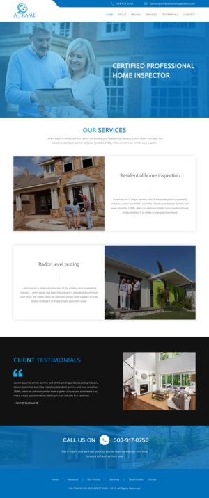 Wordpress Design by rightway for A-Frame Home Inspection | Design: #21664884