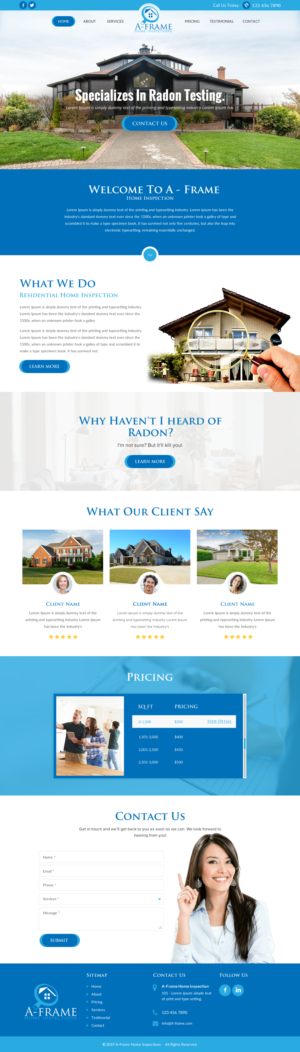 Wordpress Design by rightway for A-Frame Home Inspection | Design: #21664886