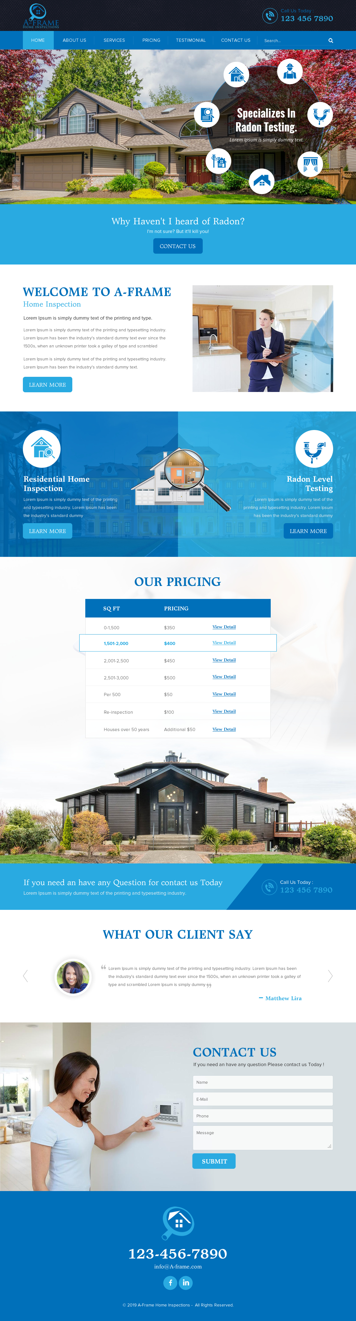 Wordpress Design by rightway for A-Frame Home Inspection | Design #21664888