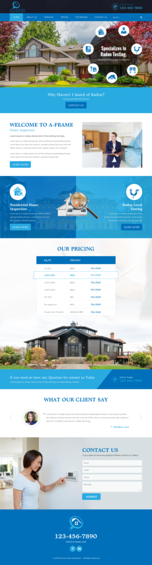 Wordpress Design by rightway for A-Frame Home Inspection | Design: #21664888