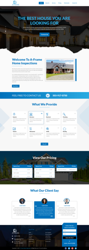 Wordpress Design by rightway for A-Frame Home Inspection | Design: #21664892