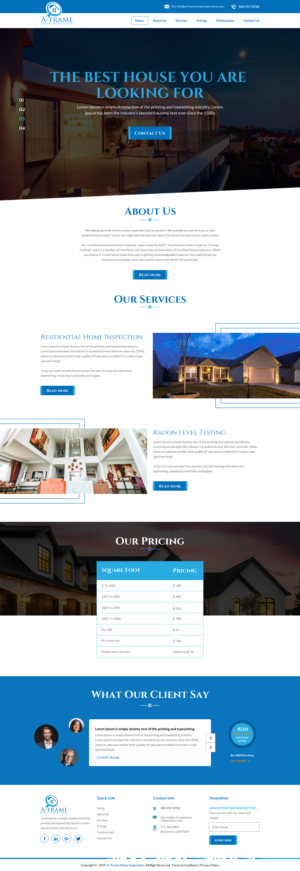 Wordpress Design by rightway for A-Frame Home Inspection | Design: #21664897