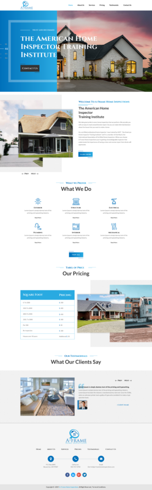 Wordpress Design by rightway for A-Frame Home Inspection | Design: #21664901