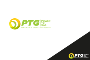 "POWER TO GAS" or "PTG" with subline:  "Renewable energy preserved" | Logo Design by jaime.sp