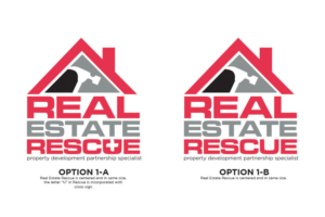 Real Estate Rescue Ltd. as main text. property development partnership specialist | Logo Design by Riv.