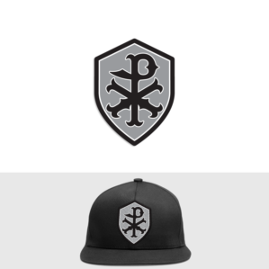 Chi Rho letters/symbol and Shield 3D Embroidery Hat Design | Graphic Design by Samantha Ward Design