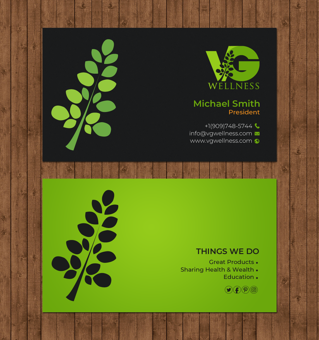 Diseño de Tarjeta de Presentación por chandrayaan.creative para VG Wellness LLC | Diseño #21688639