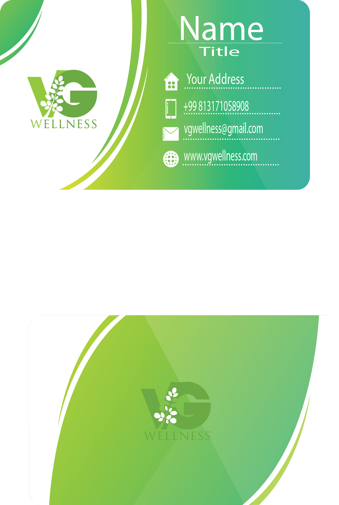 Design de Carte de Visite par Moinulhaque 2 pour VG Wellness LLC | Design #21692585