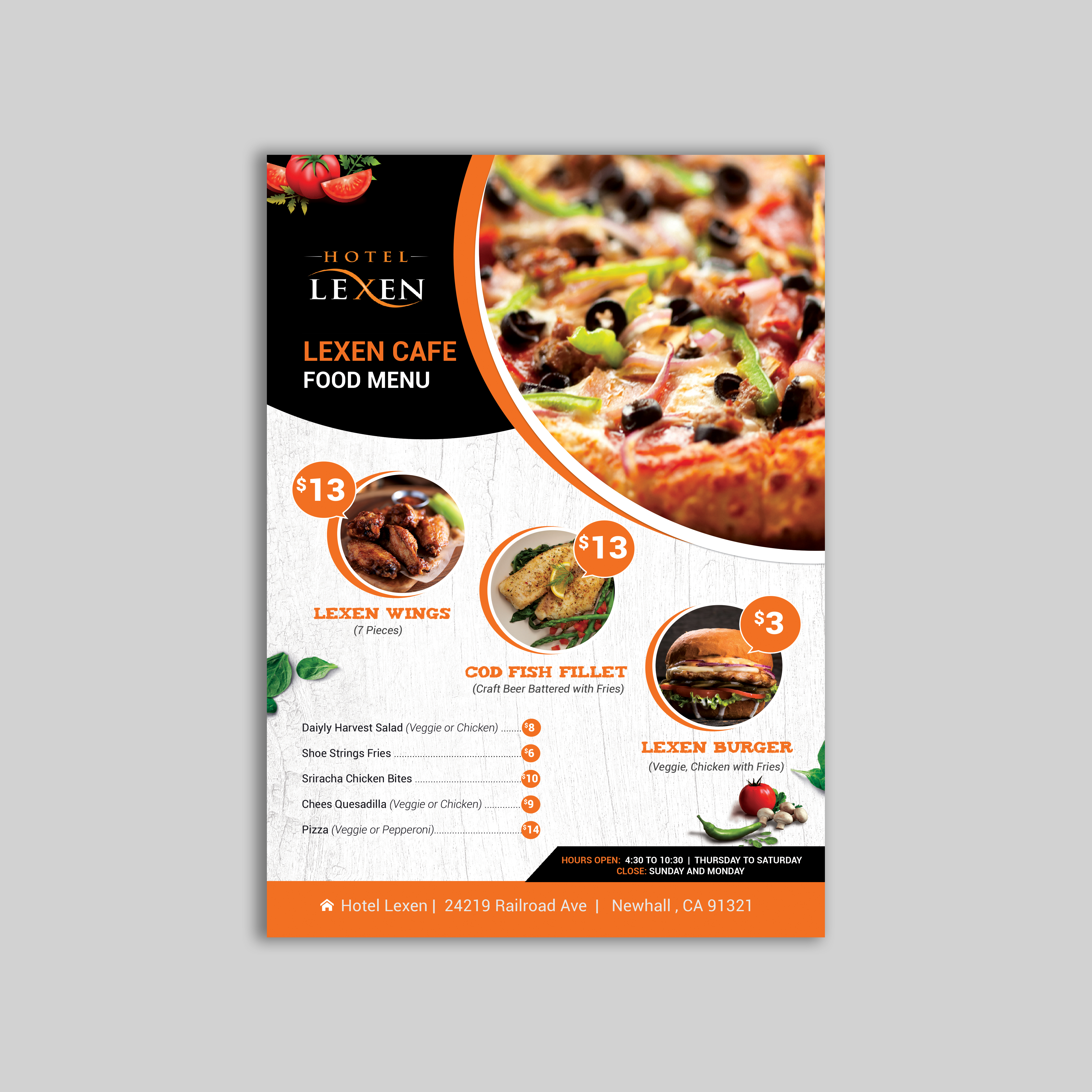 Economical, Elegant, Hospitality Menu Design for a Company