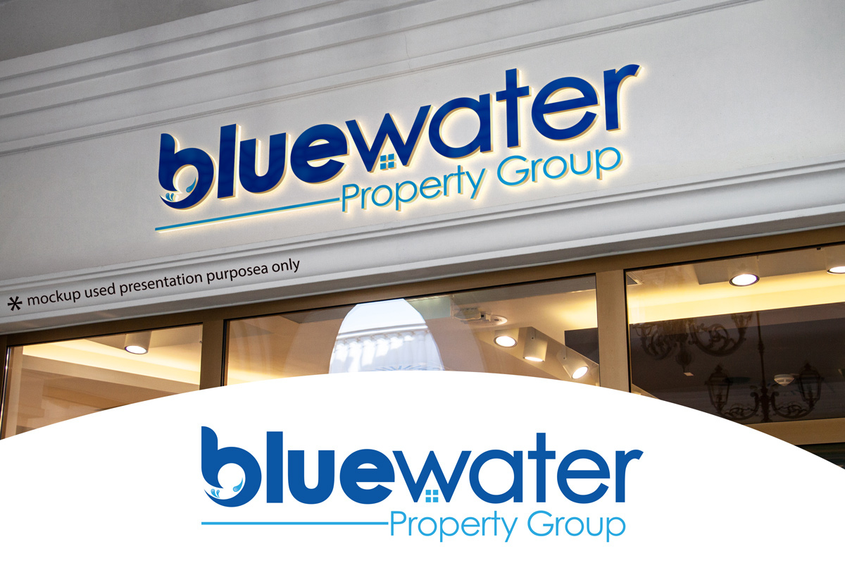Bold, Serious, Real Estate Development Logo Design for Bluewater