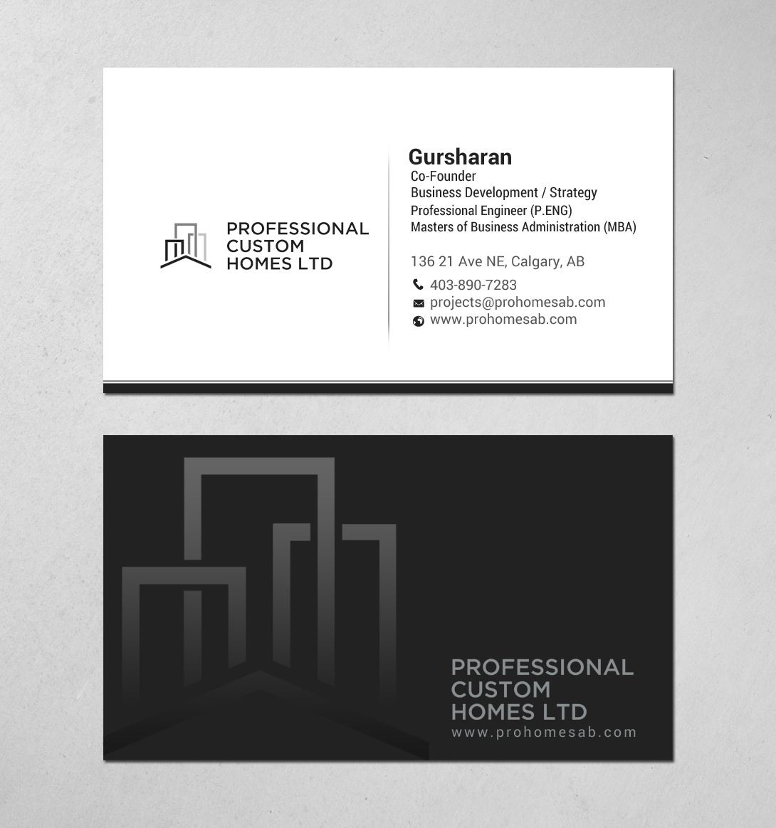 Business Card Design by chandrayaan.creative for Professional Custom Homes | Design #21707726
