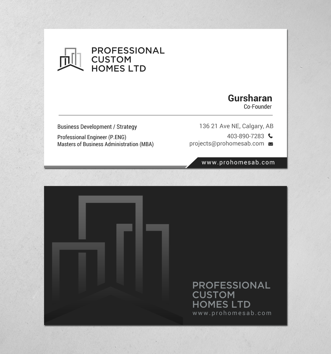 Business Card Design by chandrayaan.creative for Professional Custom Homes | Design #21707727