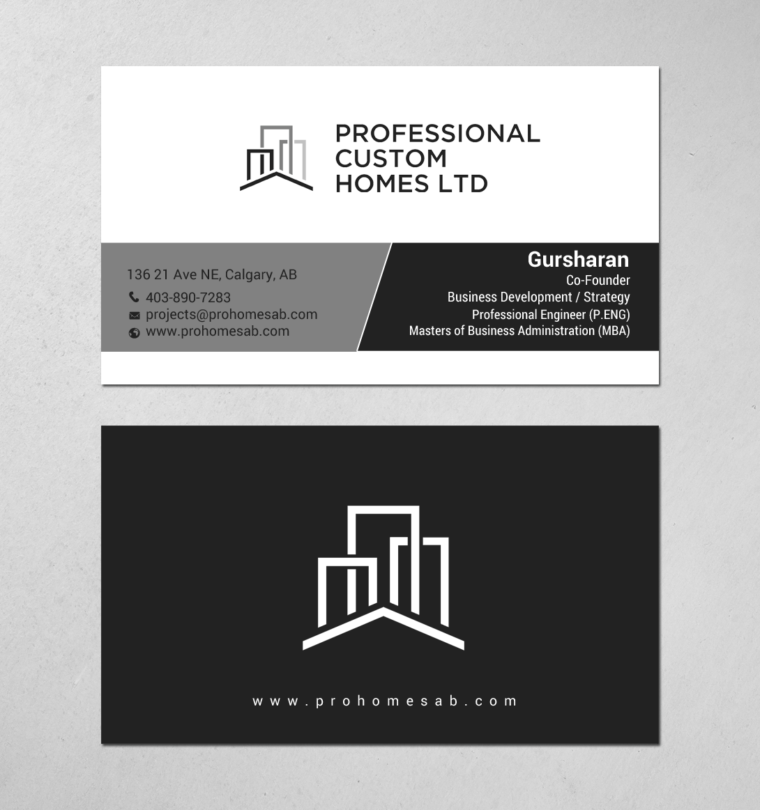 Business Card Design by chandrayaan.creative for Professional Custom Homes | Design #21707729