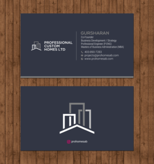 Business Card Design by chandrayaan.creative for Professional Custom Homes | Design: #21711587