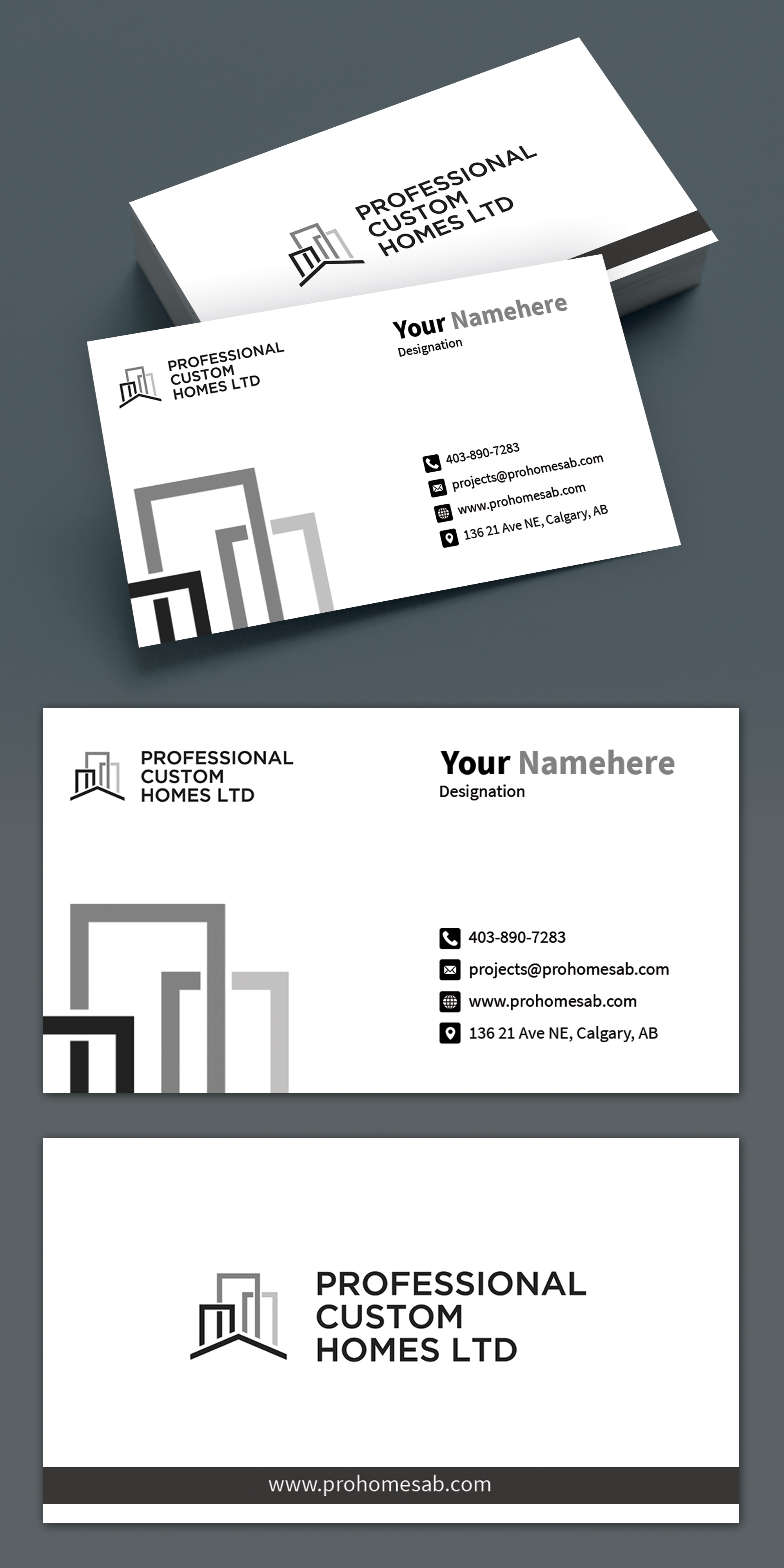 Business Card Design by BLUE WINGS for Professional Custom Homes | Design #21750260