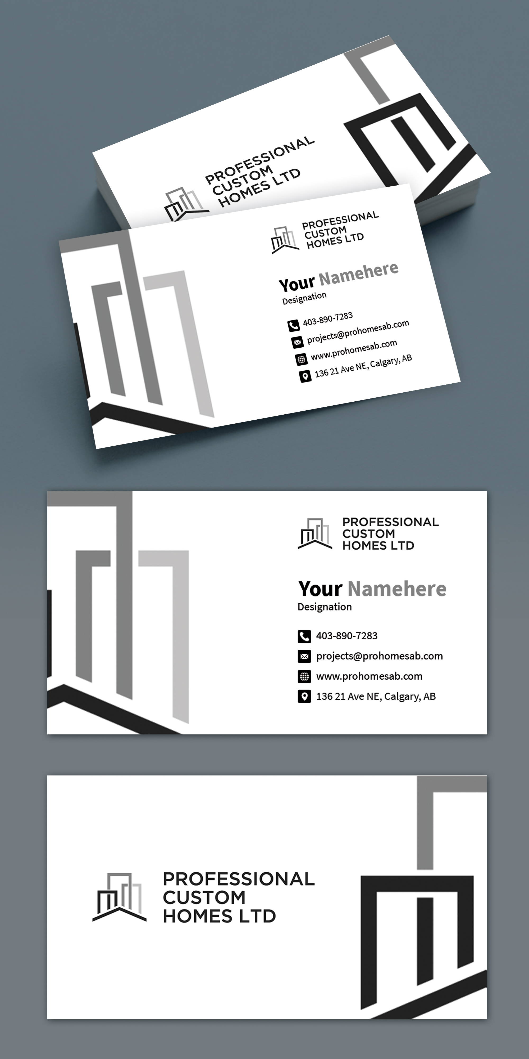 Design de Carte de Visite par BLUE WINGS pour Professional Custom Homes | Design #21750378