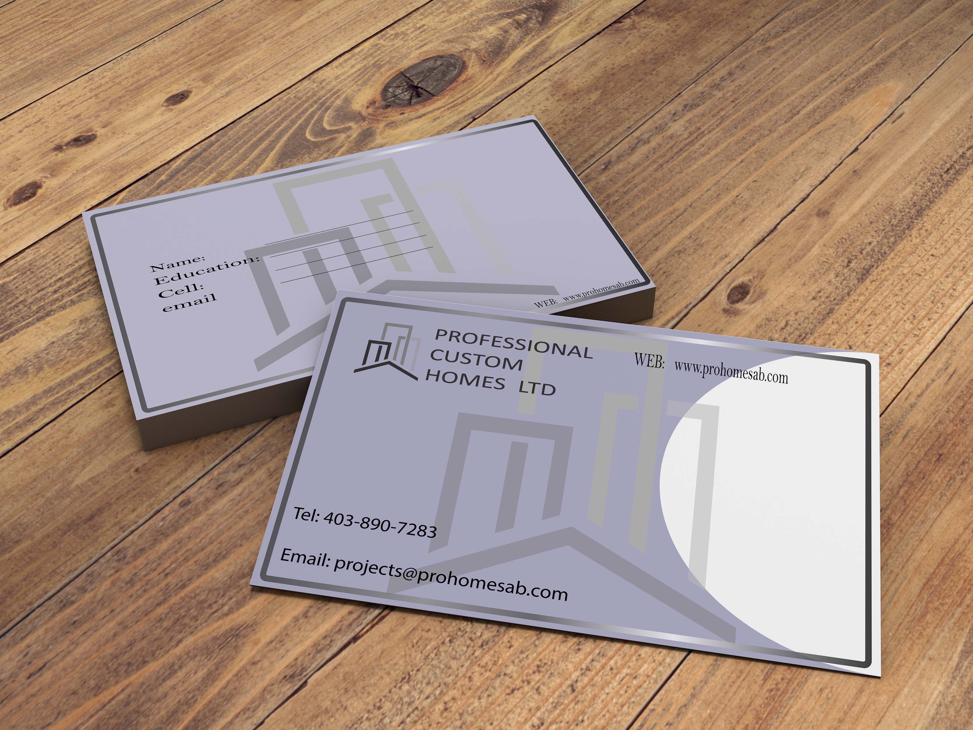 Business Card Design by Khan 18 for Professional Custom Homes | Design #21705401