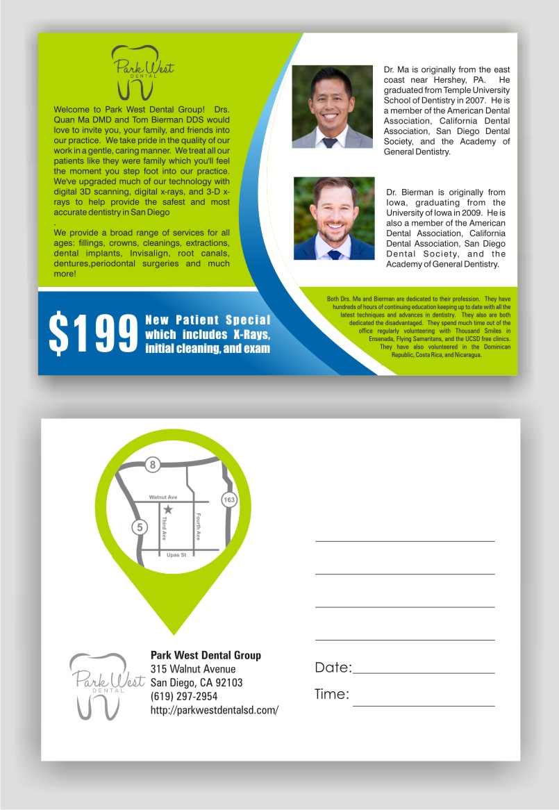 Postcard Design by SUNEEEEEL for San Diego Dental Studio | Design #21760977