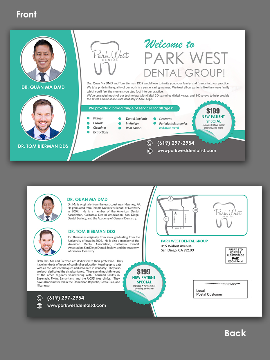 Postcard Design by innovative earth for San Diego Dental Studio | Design #21716797