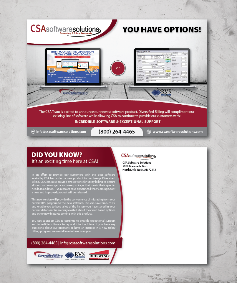 Design de Carte Postale par alex989 pour CSA Software Solutions | Design : #21737294